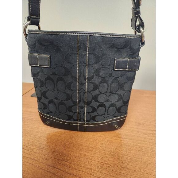 Coach Classic Signature Monogram Purse Handbag FO5M-3577 Black Jacquard canvas a - Picture 4 of 14
